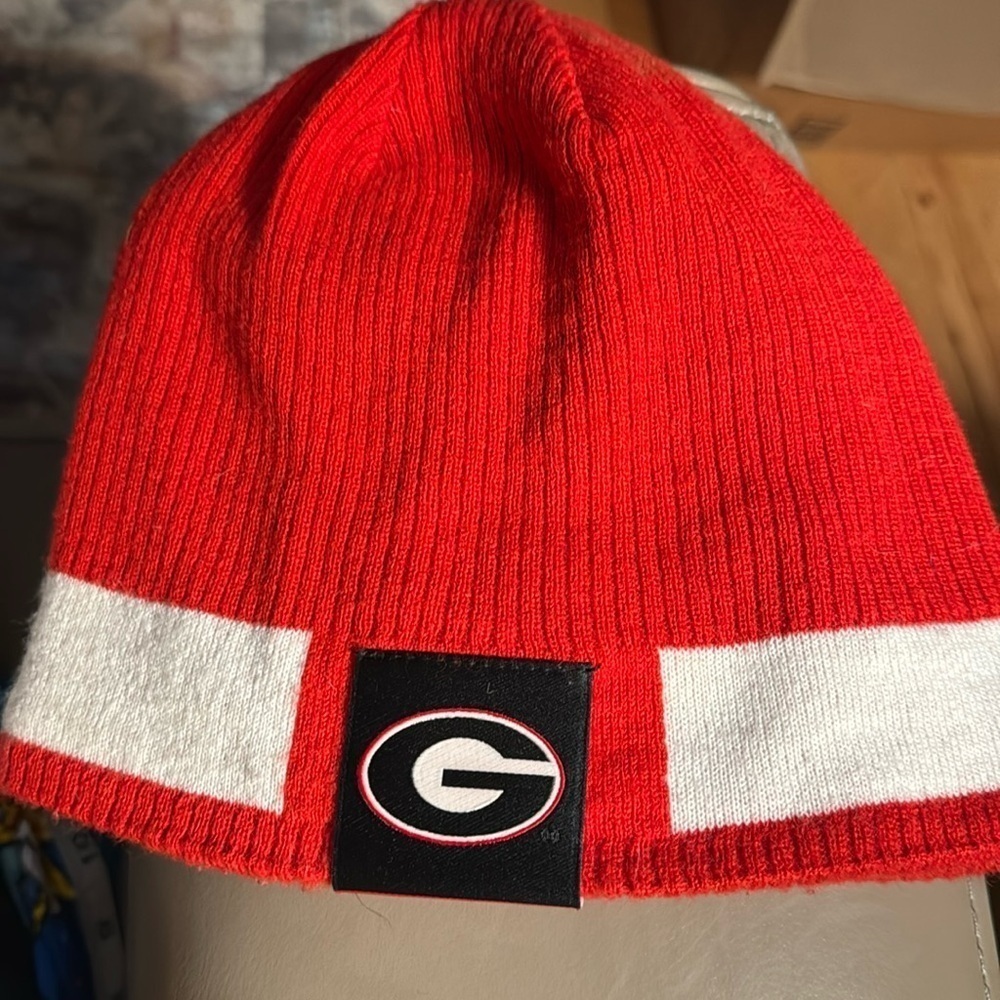 Georgia Bulldogs Nike red white knit beanie cap‎